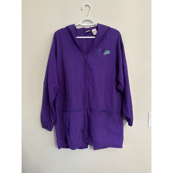 Vintage‎ 1990s Nike Windbreaker Swoosh Jacket Womens Large Long Tail - Picture 1 of 7